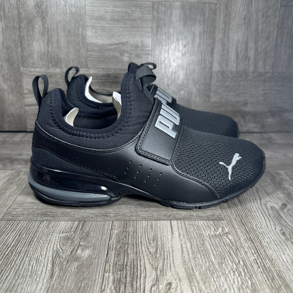Puma Sneaker Axelion Youth 4 Black Silver Slip On 376750-12 NEW